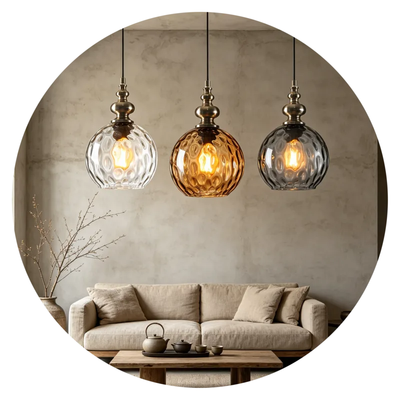 Warm Textured Glass Pendant Light