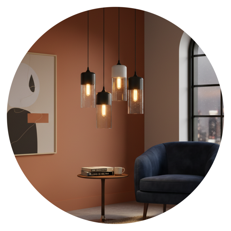 Slim Tube Glass Pendant Light with Dual-Tone Finish