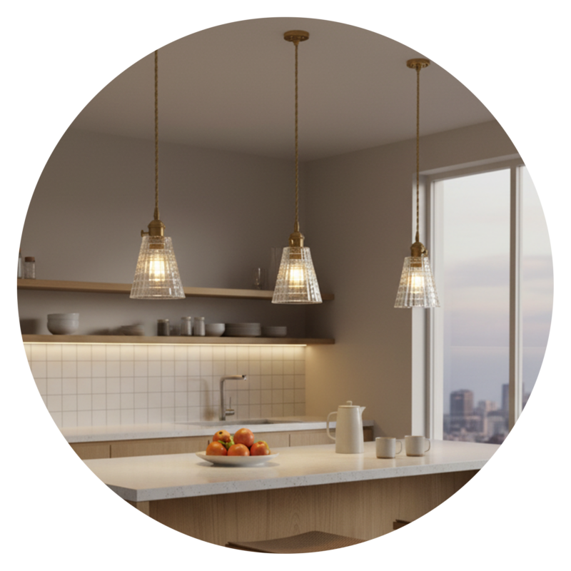 Vintage Ribbed Glass Pendant