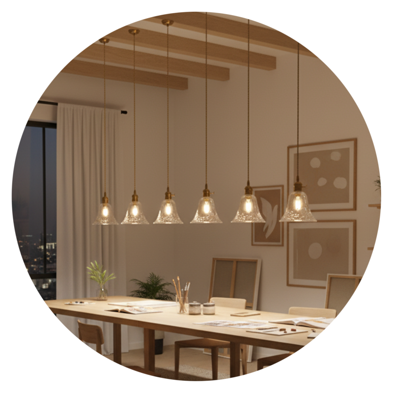 Vintage Embossed Glass Bell Pendant Light