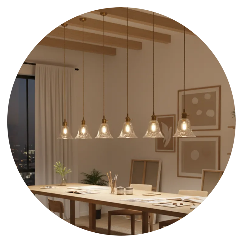 Vintage Embossed Glass Bell Pendant Light