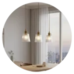 Vintage Ribbed Glass Cone Pendant Light